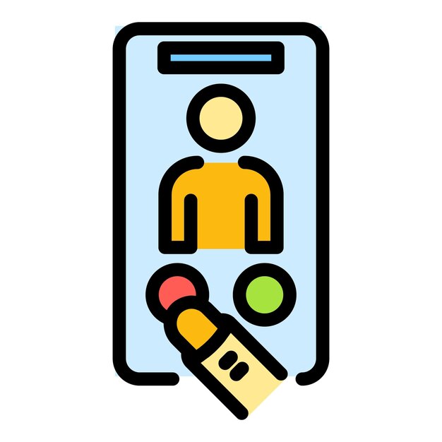 Icono de videollamada telefónica vector de contorno Chat de teléfono celular Contacto seguro color plano