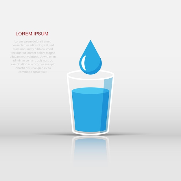 Icono de vidrio de agua en estilo plano Ilustración vectorial de vidrio Soda en fondo blanco aislado Concepto de negocio de agua líquida