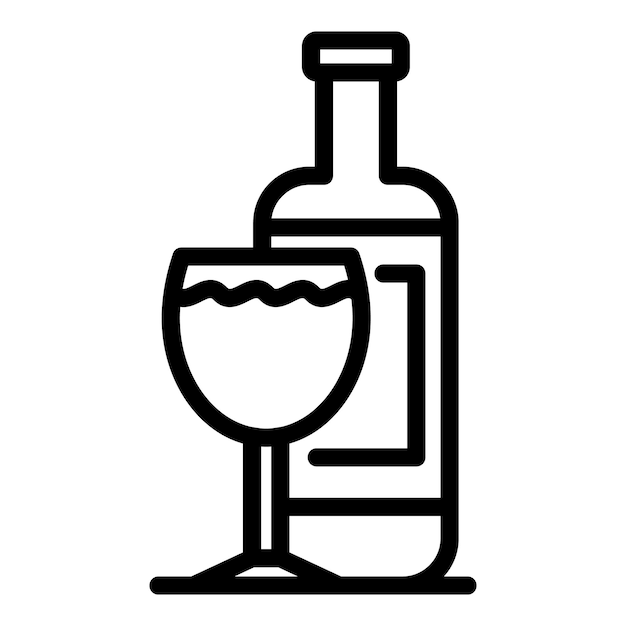 Icono de vidrio de botella de vino vector de contorno Tienda de alimentos Cena comida