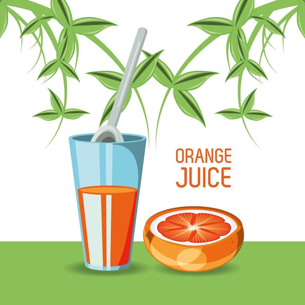 Vector icono de vidrio de jugo de naranja