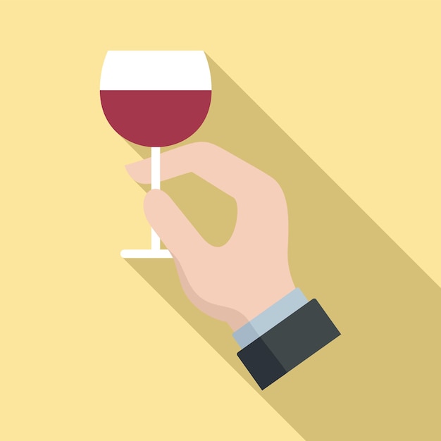 Icono de vidrio en mano de sommelier Ilustración plana de icono de vector de vidrio en mano de sommelier para diseño web