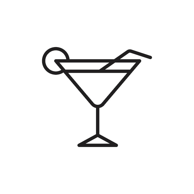 Icono de vidrio Martini Arte plano en blanco y negro aislado