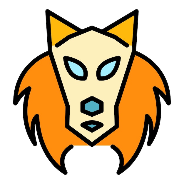 El icono del viejo lobo El contorno del icono del vector del Viejo Lobo El color es plano y aislado