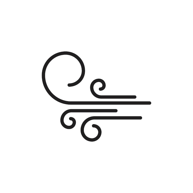 Icono de viento Arte plano en blanco y negro aislado