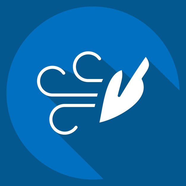 Icono Viento relacionado con el símbolo de aire estilo de sombra larga diseño simple editable