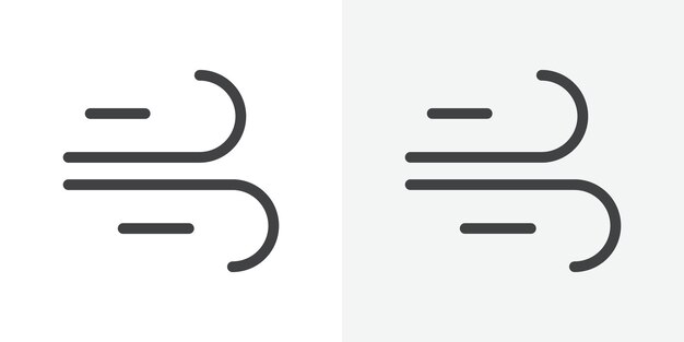 Ícono de viento soplando Signo vectorial de contorno