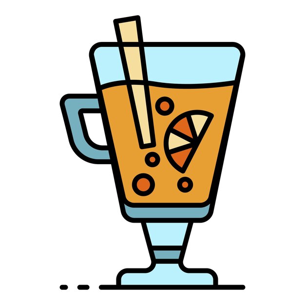 Icono de vino caliente Contorno vino caliente vector icono color plano aislado