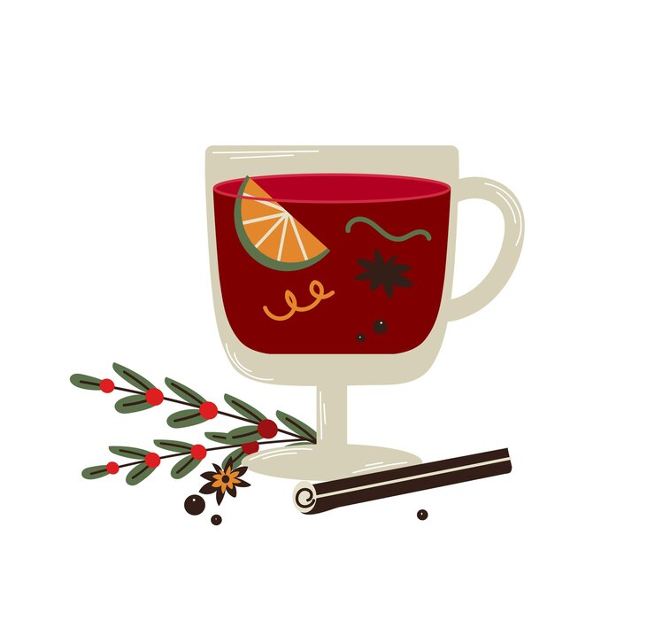 Vector icono de vino caliente de navidad clipart avatar logotipo ilustración aislada