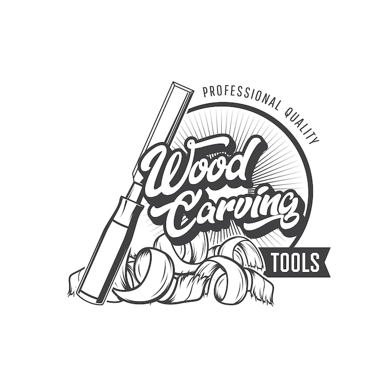 Vector icono vintage de herramientas de carpintería de talla de madera