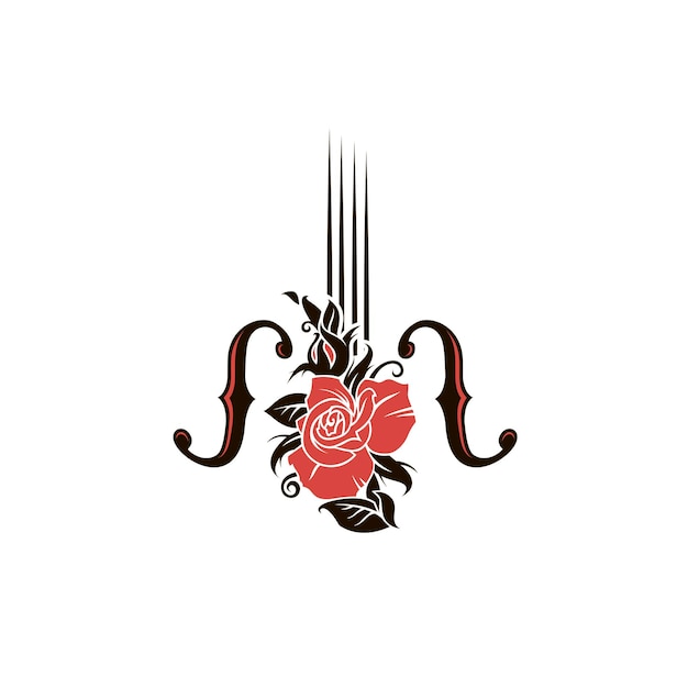 Ícono de violín y rosa