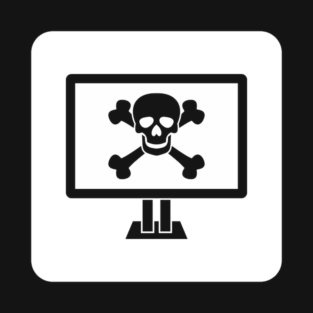 Icono de virus en la computadora en estilo simple aislado sobre fondo blanco Símbolo de infección
