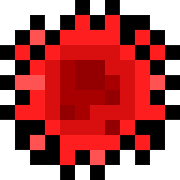 El icono del virus de la corona roja del dibujo animado de pixel art 2