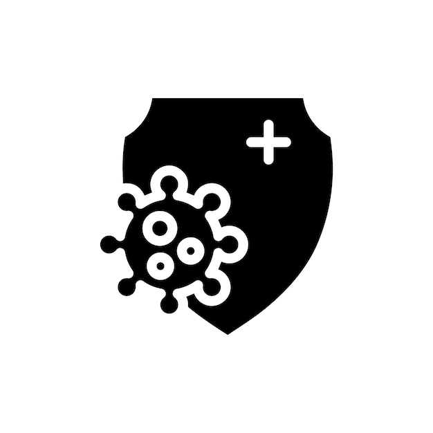 Icono de virus de escudo aislado en fondo blanco