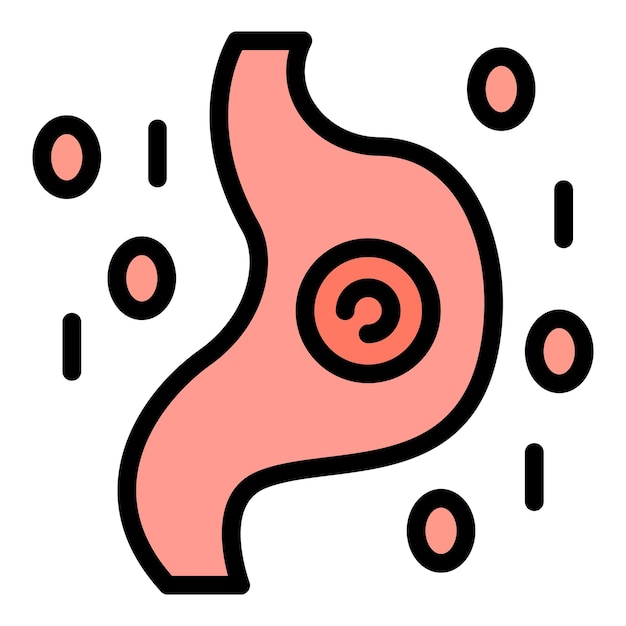 Icono del virus del estómago icono del vector del virus del estómago para el diseño web aislado en color plano de fondo blanco
