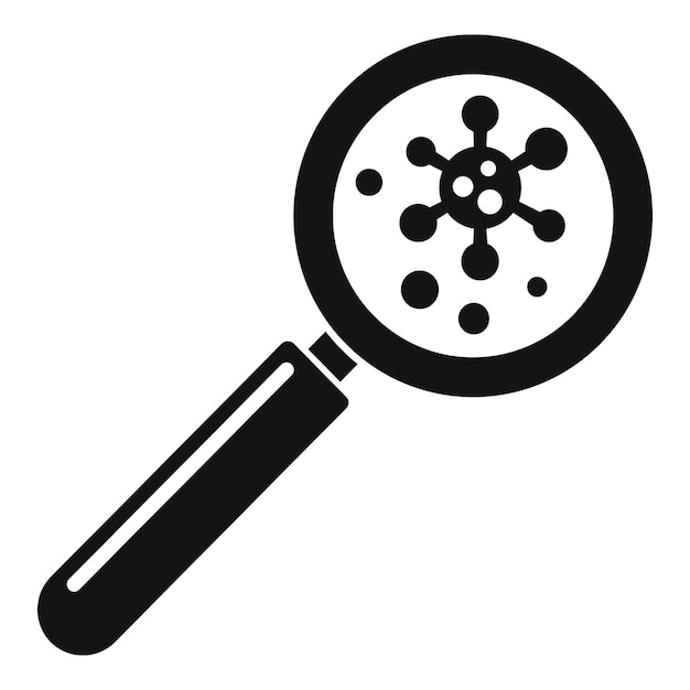 Icono de virus bajo lupa Ilustración simple del icono de vector de virus bajo lupa para diseño web aislado sobre fondo blanco