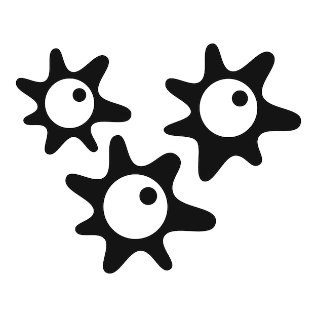 Icono de virus simple que muestra tres células de virus