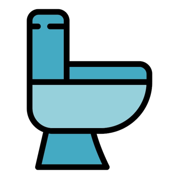Icono de vista de inodoro vector de contorno Wc baño Mujer puerta color plano