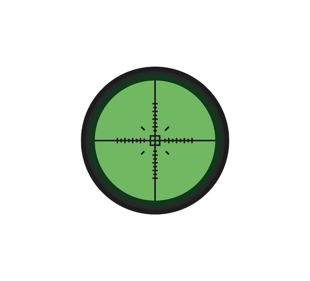 Icono de vista nocturna de arma Rifle de francotirador símbolo de ilustración de alcance óptico Diseño de vector de lente de signo