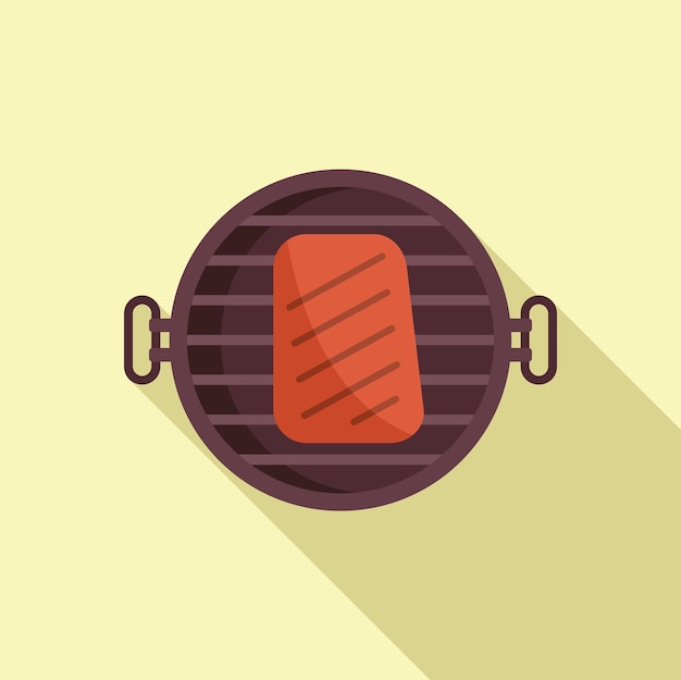 Icono de vista superior de carne a la parrilla vector plano Filete de barbacoa Cena de fuego