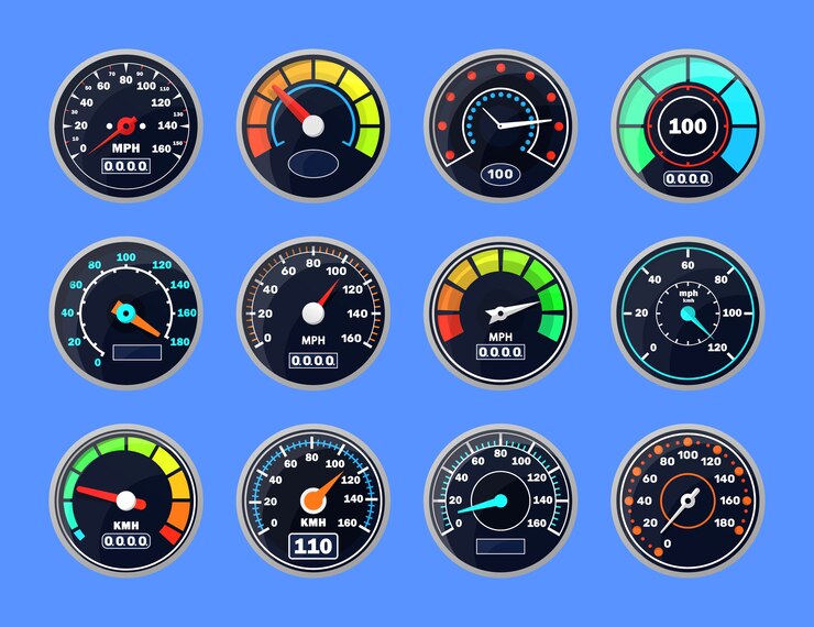 Icono para visualización de progreso de descarga, indicador tecnológico con flecha o puntero.