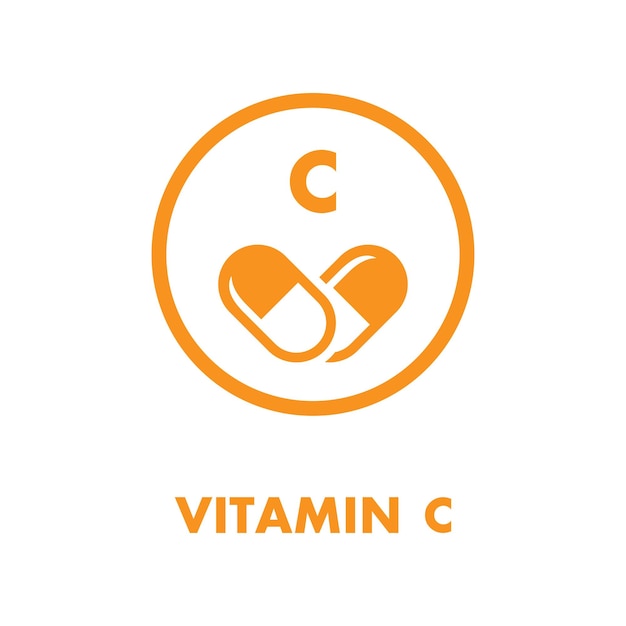 Icono de la vitamina C Vector de la cápsula de la píldora Icono del vector de la vitamina c Icono del vector
