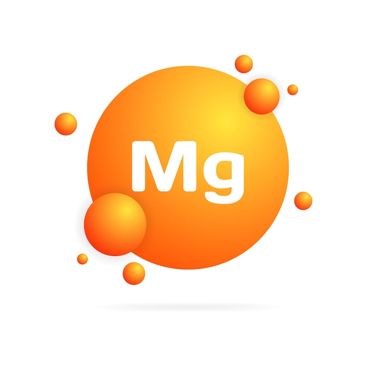 Ícono de vitamina Mg Naranja plana Ícono de vitaminas Mg Magnesio Ícono de círculo Mg Ícono vectorial