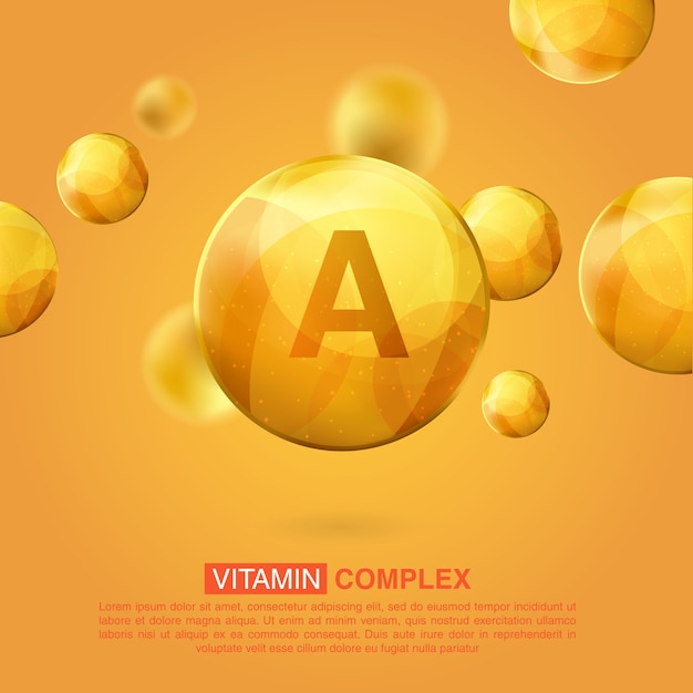 Vector icono de vitamina de oro. cápsula de píldora de gota de vitamina retinol