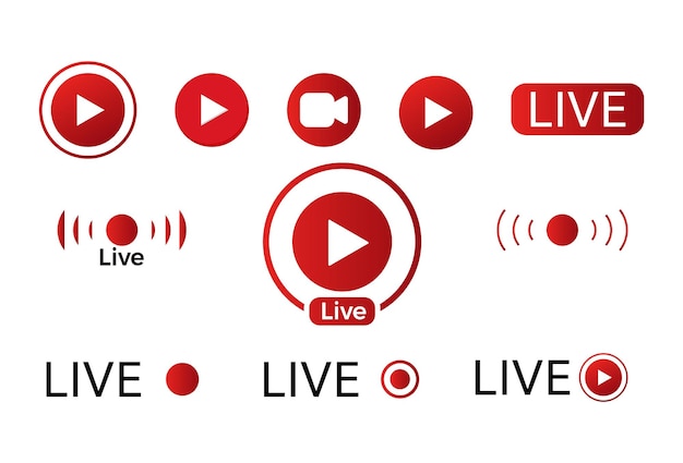 icono en vivo símbolo de transmisión rojo