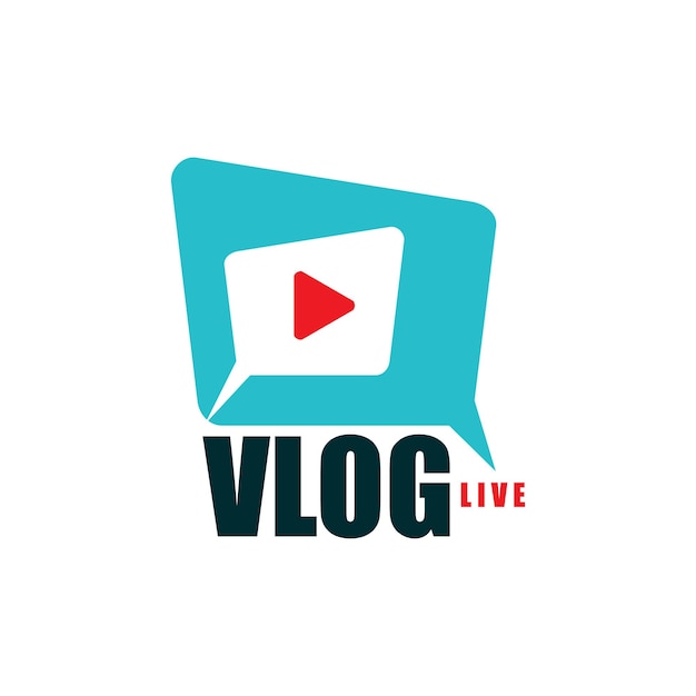Icono de vlog, transmisión de TV o transmisión en vivo, icono de vector de blog de video en línea. Canal de video Blogger o vlogger y aplicación de transmisión web de redes sociales con botón de reproductor, símbolo de video en vivo en línea