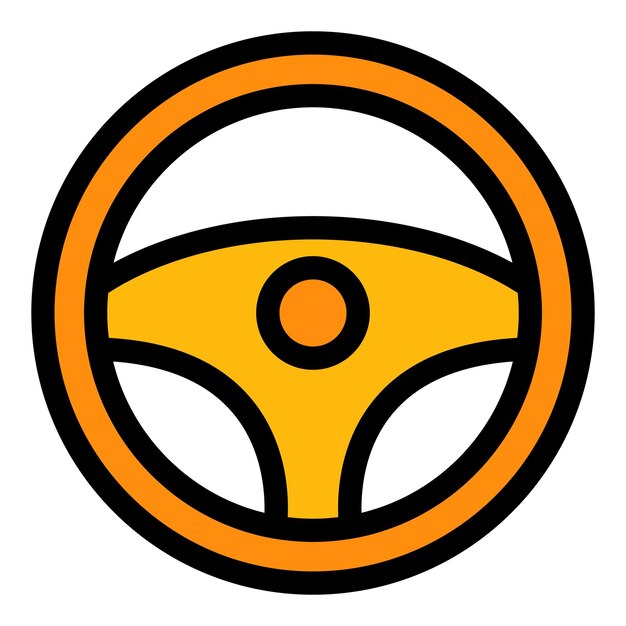 Icono del volante de accionamiento Contorno del volante del accionamiento Icono vectorial del volante color plano aislado