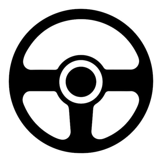 Icono del volante del automóvil aislado en un fondo blanco Icono vectorial de la silueta del control de la rueda del automóvil