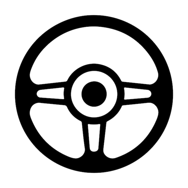 Icono del volante del automóvil aislado en un fondo blanco Icono vectorial de la silueta del control de la rueda del automóvil