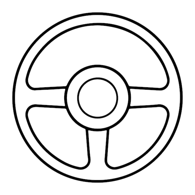 Icono del volante del automóvil aislado en un fondo blanco Icono vectorial de la silueta del control de la rueda del automóvil