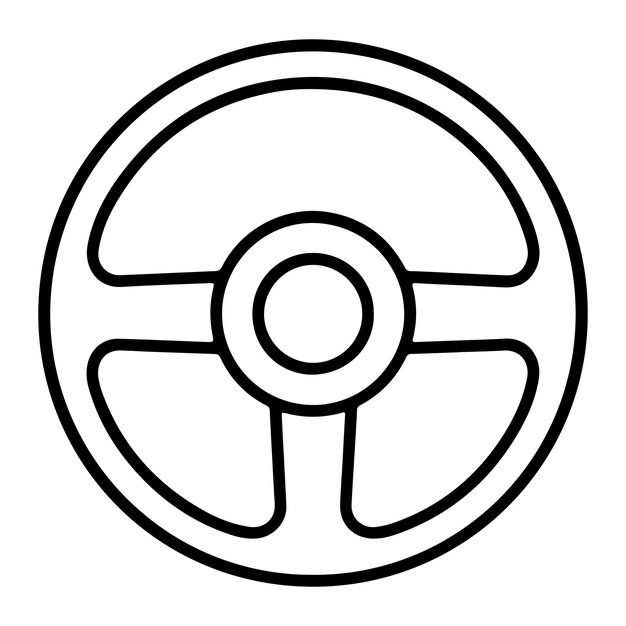 Icono del volante del automóvil aislado en un fondo blanco Icono vectorial de la silueta del control de la rueda del automóvil