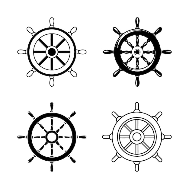 Icono del volante del barco Icon del volante de los barcos Icon del Volante del barco en estilo plano