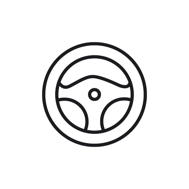 El icono del volante del camión o del automóvil es un símbolo vectorial del volante en negro, relleno y delineado.