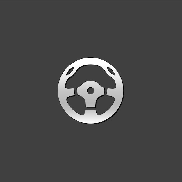 Icono del volante en estilo de color gris metálico Transporte de automóviles