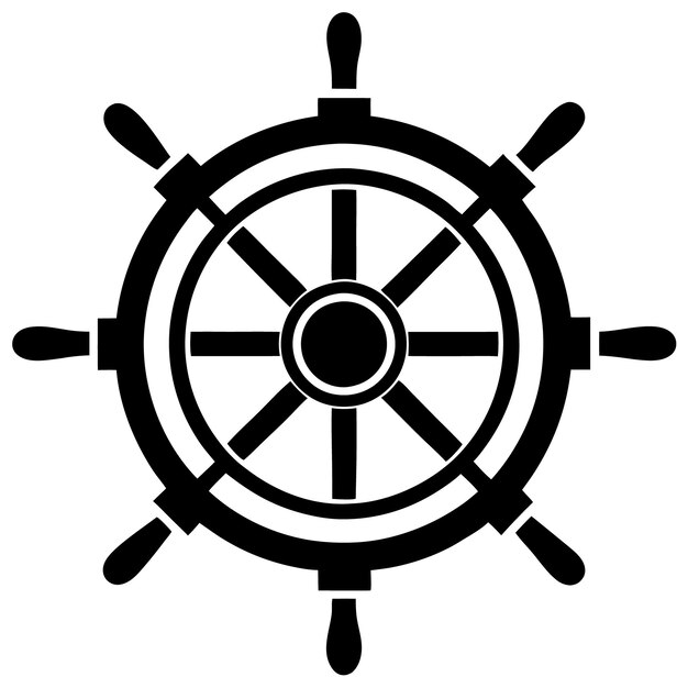 Icono del volante silueta de la dirección del barco
