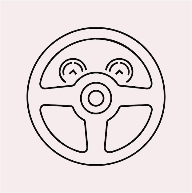 Icono del volante Vector de silueta automática del automóvil sobre un fondo blanco
