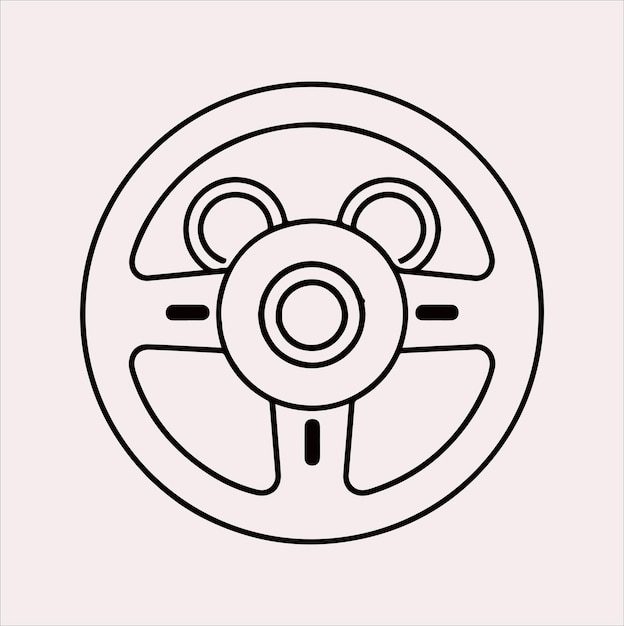 Icono del volante Vector de silueta automática del automóvil sobre un fondo blanco
