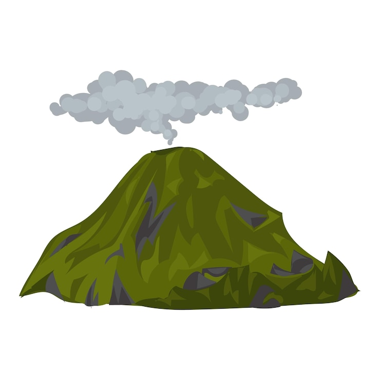 Vector icono de volcán humeante caricatura de icono de vector de volcán humeante para diseño web aislado sobre fondo blanco