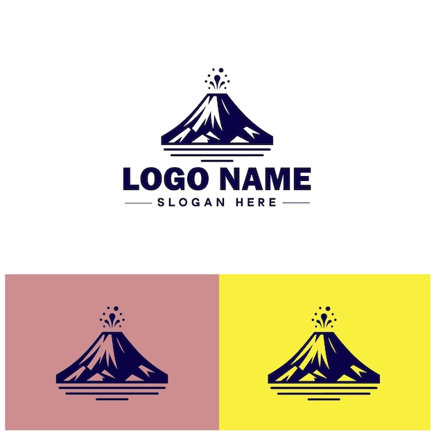 icono de volcán montaña volcánica pico volcánico cono volcánico plano signo de logotipo símbolo vector editable