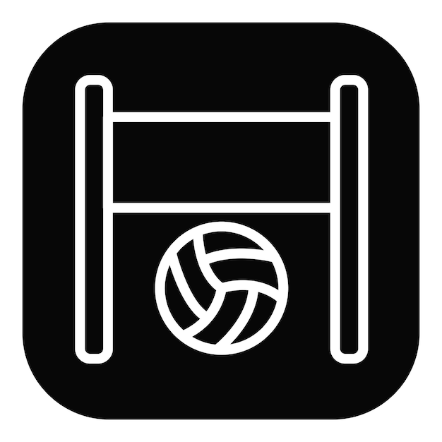 un icono de voleibol con un fondo negro con un contorno blanco