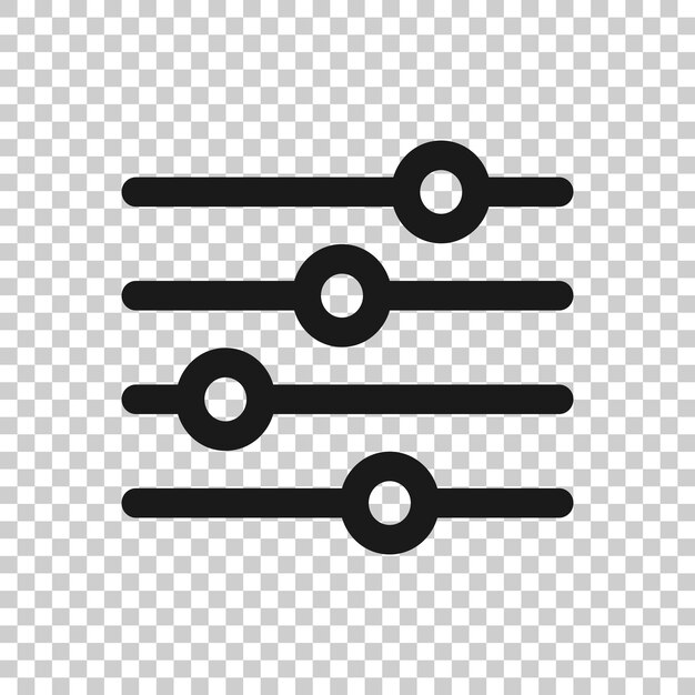 Icono de volumen de control en estilo plano Ilustración de vector de signo de ajuste de audio sobre fondo blanco aislado Concepto de negocio de filtro