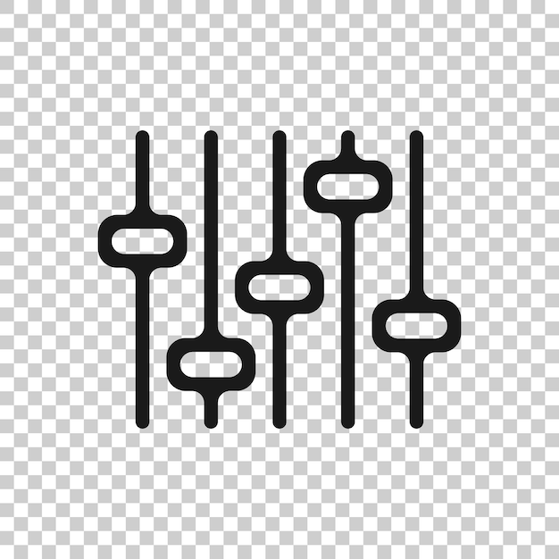 Icono de volumen de control en estilo plano Ilustración de vector de signo de ajuste de audio sobre fondo blanco aislado Concepto de negocio de filtro