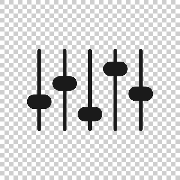 Icono de volumen de control en estilo plano Ilustración de vector de signo de ajuste de audio sobre fondo blanco aislado Concepto de negocio de filtro