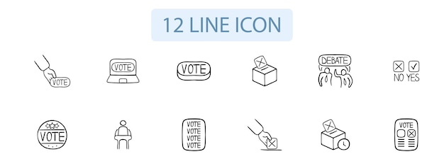 Vector icono de votación democracia elecciones toma de decisiones opinión pública proceso de votación derechos de voto boleta participación cívica fondo de color pastel vector icono de 12 líneas