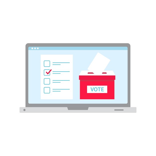 El icono de voto en línea moderno es una ilustración plana del icono vectorial de votos en línea moderno