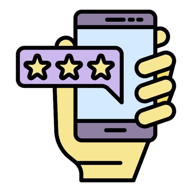 Icono de voto de teléfono inteligente en línea Contorno de icono de vector de voto de teléfono inteligente en línea color plano aislado