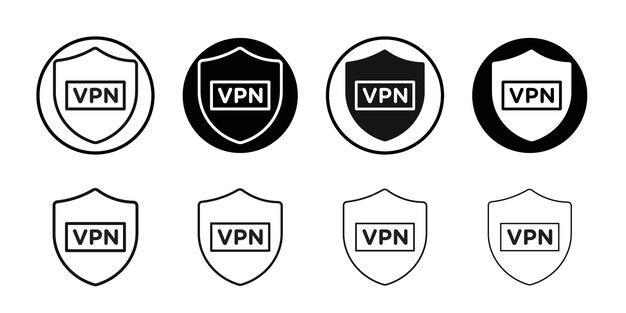 icono VPN conjunto de logotipo de vector de arte de línea negra